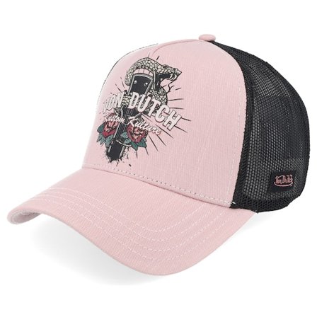 Von Dutch - Rose trucker Casquette - Screen Print Black/Pink A-Frame Trucker @ Hatstore