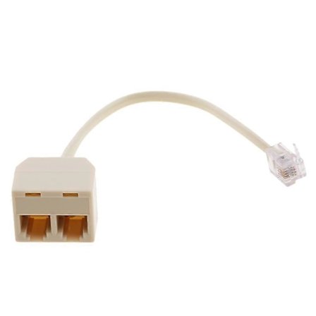 RJ11 Splitter 1 til 2 Hun Adapter Deler Telefon 6P4C Beige
