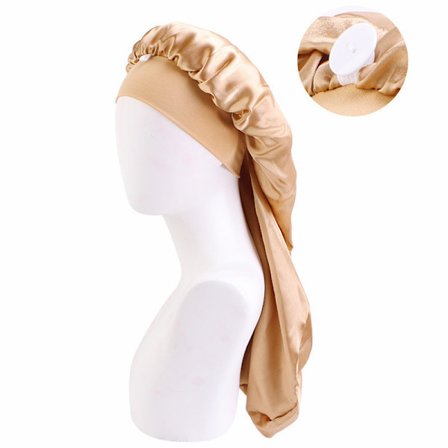 Cap med lång sömnmössa med spänne (guld)