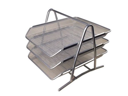 Brevkorg metall 3-fack silver - Lyreco - Kontorsmaterial - Till skrivbordet - Brevkorgar