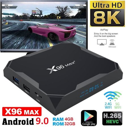 8K Full HD Mediaspelare x96 MAX+ - KODI, WiFi TV-box IPTV - 9.0