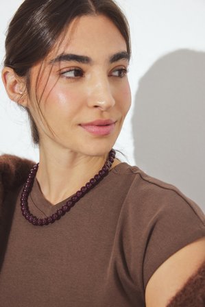 NA-KD Collier de perles et pierre - Bijoux - Burgundy - One Size