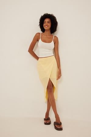 NA-KD Trend Jupe portefeuille en coton doux - Jupes mi-longues - Jaune - EU 36