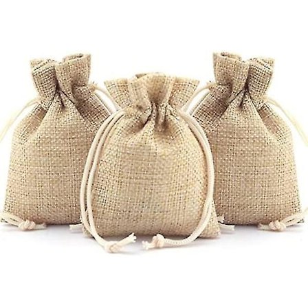 50 st Jutesäck Presentpåsar Med Dragsko, Linne Jutesäckar Godis B 7x9cm