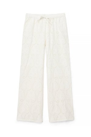 Maria Kragmann x NA-KD Pantalon large à broderie anglaise - Pantalon droit - Blanc - EU 40