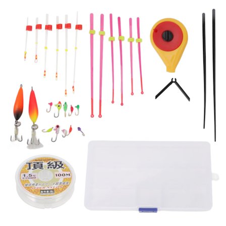 Mini Isfiskestang Hjul Combo Bærbar Isfiskestang Top Tips Swim Jigs Krog Sæt Udendørs Vinter Gul