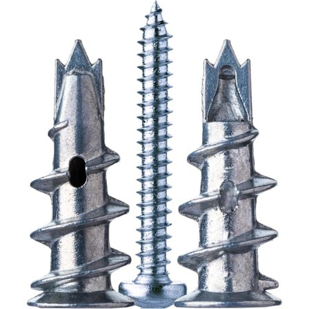 50 selvborende metalplader med skruer. Til fastgørelse på beton, mursten osv.