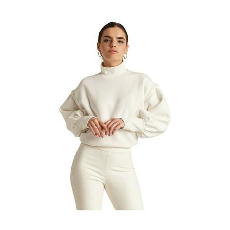 fadd Bluza dresowa z marszczonymi rękawami, kobieta, XS/S, Biały