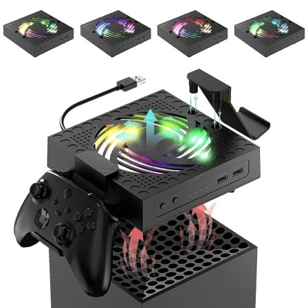 RGB-kjølevifte for Xbox Series X, 3 justerbare hastigheter kjøleviftesystem Lavt støynivå kjølevifte for Xbox Series X