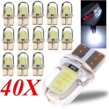 Led W5w T10 194 168 W5w Cob 4smd Led Parkeringslampa Auto Wedge Clearance Lampa Canbus Silica Klar Vit Registreringsskyltslampor