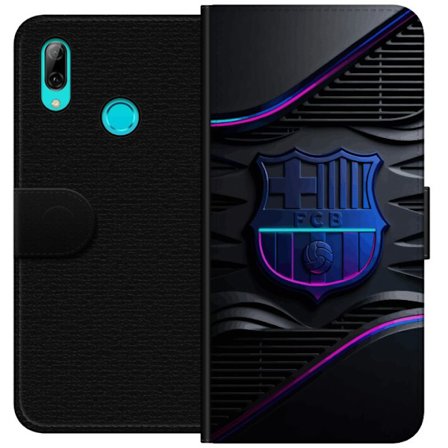 Kompatibelt Lommeboketui til Huawei P smart 2019 FC Barcelona klubbemblem i neonblått og rosa med futuristisk metallisk design