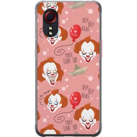Yhteensopiva Puhelinkuori Samsung Galaxy Xcover 5 IT Pennywise-kuviointi, jossa on klovnia kasvot, ilmapalloja ja Youll float too -ikoninen kauhun suu