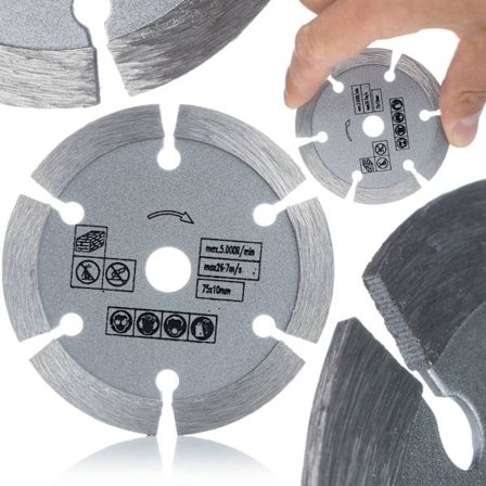 Diamant Skæreskive 75Mm til Byggematerialer – Segmenteret | Lasersvejset | til 12V Vinkelsliber