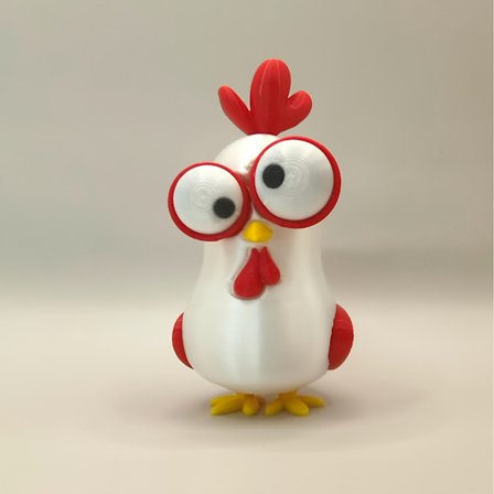 Sød Charmerende Skør 3D-printet Kyllingefigur - Plastik Buttet Lille Hane Statue, Sort & Hvid Yndig Samlerobjekt Dekoration til Hjemmet