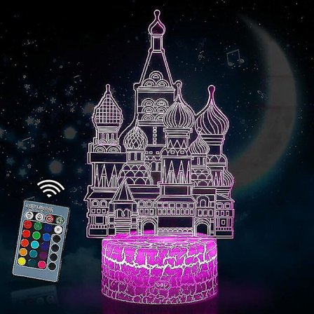 3D optisk illusjonslampe LED nattlampe, LED illusjonslampe med 16 farger