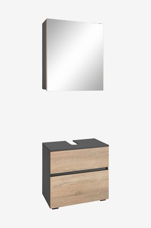 Loft24 - Wisla Kylpyhuonesetti, jossa 2 kaappia - Harmaa - Kylpyhuoneen kalusteet - - Homeroom