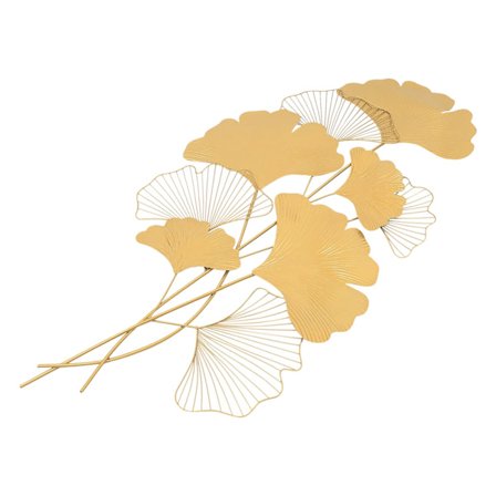 Metallväggdekoration, Ginkgo-löv, Stor dekoration, 109x55x3 cm,L, Guld