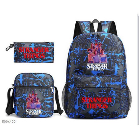 Stranger Things Ryggsäck 3-Dels Set Student Skolväska Canvasväska 40 3 ST/Set