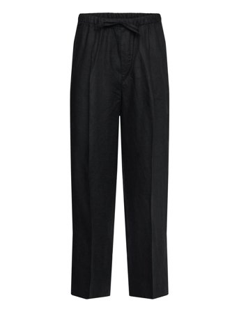 Weekday Loose Fit Straight Leg Linen Trousers - Black - XL