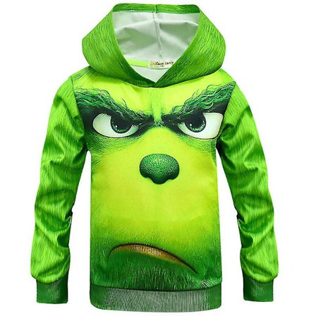 Lasten poikien uutuus Grinch Pullover -huppari Jouluinen huppari villapaita