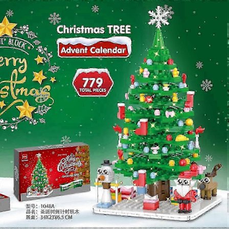Adventskalender 2024 Juletre Byggesett Leketøy med LED-lys Jule Nedtellingskalender Barn Voksen Kreative Gaver Ny Ankomst