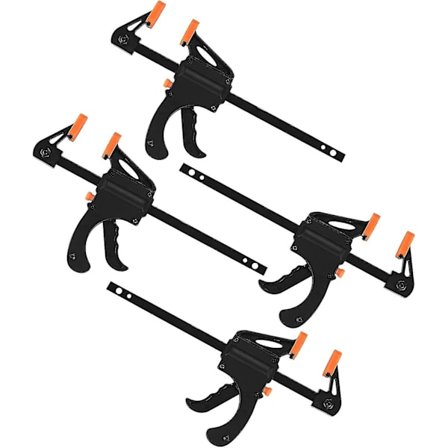 4 kpl yhden käden puristimia, räikkäpuristin, pikalukitusräikkä, puristinpuristin, muovipuristin - 4 tuumaa