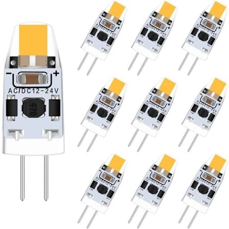 12V G4 LED Lämmin valkoinen 3000k Lamppu, Himmennettävä G4 LED-lamppu 2W LED-lamppu, Korvaa G4 15W 20W Halogeenilampun, AC/DC 12-24V, 10 kpl