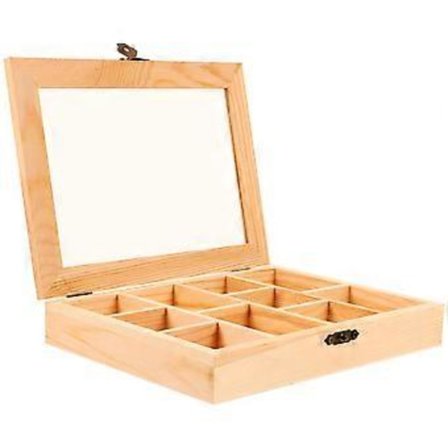Ufærdig Trækasse Rum Smykke Organizer Boks DIY Træ Smykke Opbevaringsboks med Låg