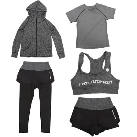 5 stk. Yoga Sæt til Kvinder Langærmet Top Leggings Shorts Sportstøj Gymnastikjakke Mørkegrå XL