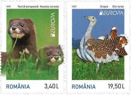 Rumænien - EUROPA 2021 Truet nationalt dyreliv - Postfrisk sæt 2v
