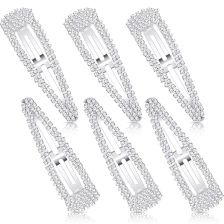 6 delar strass hårklämmor 3 tums hårspänne för brud