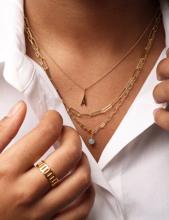 Design Letters Chunky Square Link Chain Lare - Gold - L 45CM