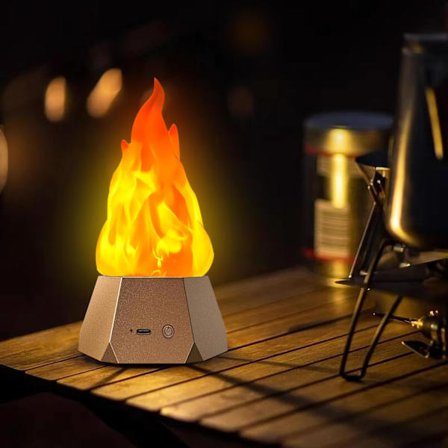 Falsk Eldlampa, USB-uppladdningsbara Flamlösa Ljus med Fladdrande Låga, 3-läges LED-lampa för Utomhuscamping, Högtider, Halloween, Jul