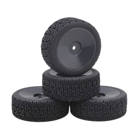 RC Renkaat Sarja 1/10 1/16 1/18 Skaalan RC Autoihin, Musta, 4 Kappaletta