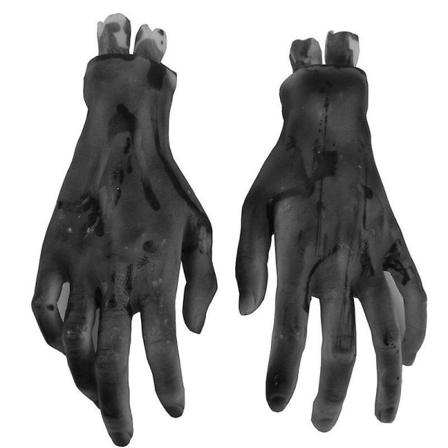 Halloween Realistisk Zombie Hand Skräckdekoration 2 Delar Svart