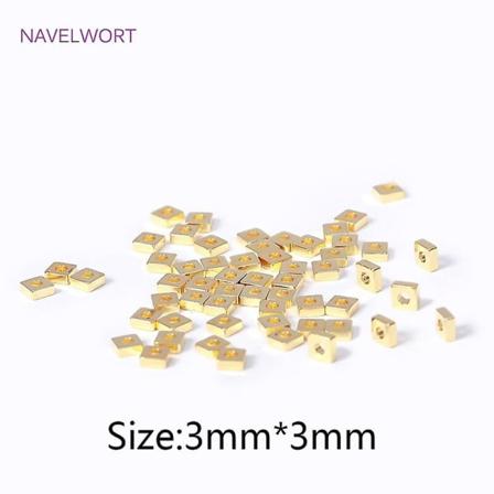 18K Forgylte Brass Flat Square Spacer Beads Separators For Smykkeproduksjon DIY Armbånd Halskjede Beading Supplies Ørevoksfjerningsett
