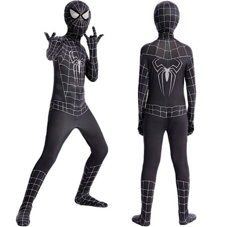 Spider-Man Ungdoms Halloween-kostume, Vatteret Jumpsuit med Maske Sort
