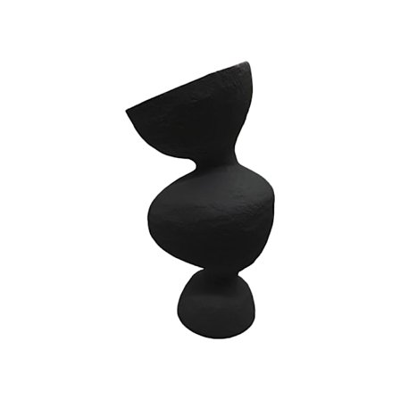 Musta polyresiinimaljakko, 22x17x40cm, geometrinen kuvio