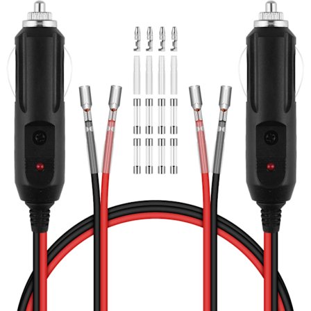 Cigarettænderhane-adapter, 2 stk. 28 cm 16 AWG cigarettænderstik 12V 24V, med 10A/15A sikringer og LED-lys til bilinverter, luftkompressor, elektrisk 