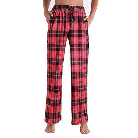 Dam Pyjamasbyxor Stretch Loungebyxor Rutiga Pyjamasunderdelar