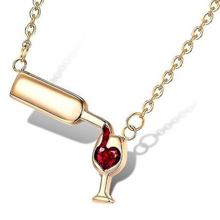 Kvinnors mode vinglas kristall strass hjärta hänge halsband smycken