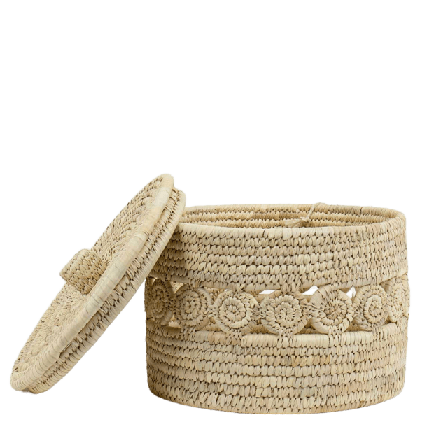 A World of Craft PALM ROUNDS Korg med lock Förvaring Unisex Beige Ø 27 H 20