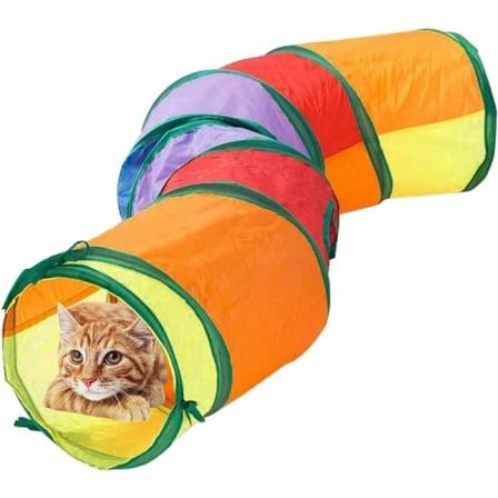 Taitettava pop-up -kattunneli, interaktiivinen leikkislangi pallolla sis ll , lelusetti suurille kissoille ja muille pienille el imille (moniv rinen)