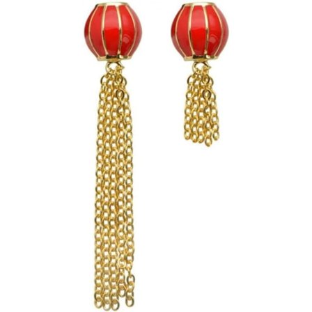 Kvinnors hängande örhängen, röda lykt tofsar örhängen, fest, fashionabla och unika, med en nationell stil