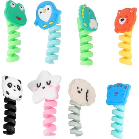 8 stk. 1 sæt datakabelbeskytter USB opladerkabelbeskyttere til opladere telefonoplader telefonbeskytter dyrekabelarrangør hovedtelefonkabelbeskytter