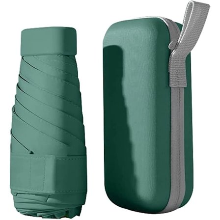 Mini Paraply med Etui, Rejseparaply Bærbar Foldbar Paraply Vindtæt Letvægts Parasol Sol & Regn Paraply Manuel Betjent Kompakt Lille Lomme