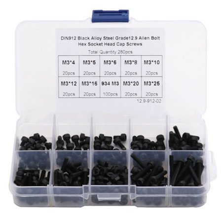 280 stk metrisk skruesortimentssett med sekskantet hodehette skruer