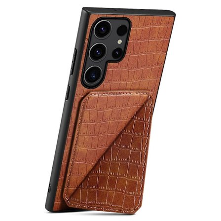 Til Samsung Galaxy S25 Ultra Cover med Kortholder Læder+PC+TPU Krokodille Tekstureret Bagside
