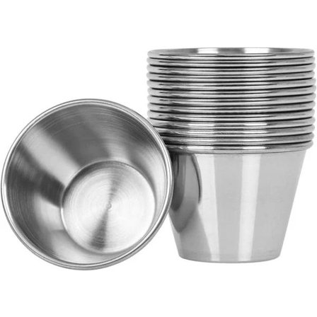 14-pakke sauceringsskåle i rustfrit stål, perfekte til dip og servering, 74 ml