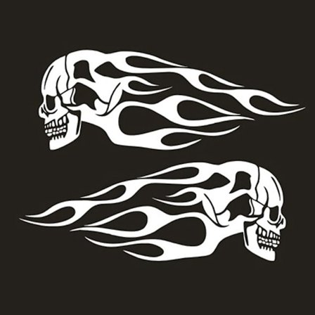 3D Drivstofftank-klistremerker Flame Skulls Decals HVIT HVIT